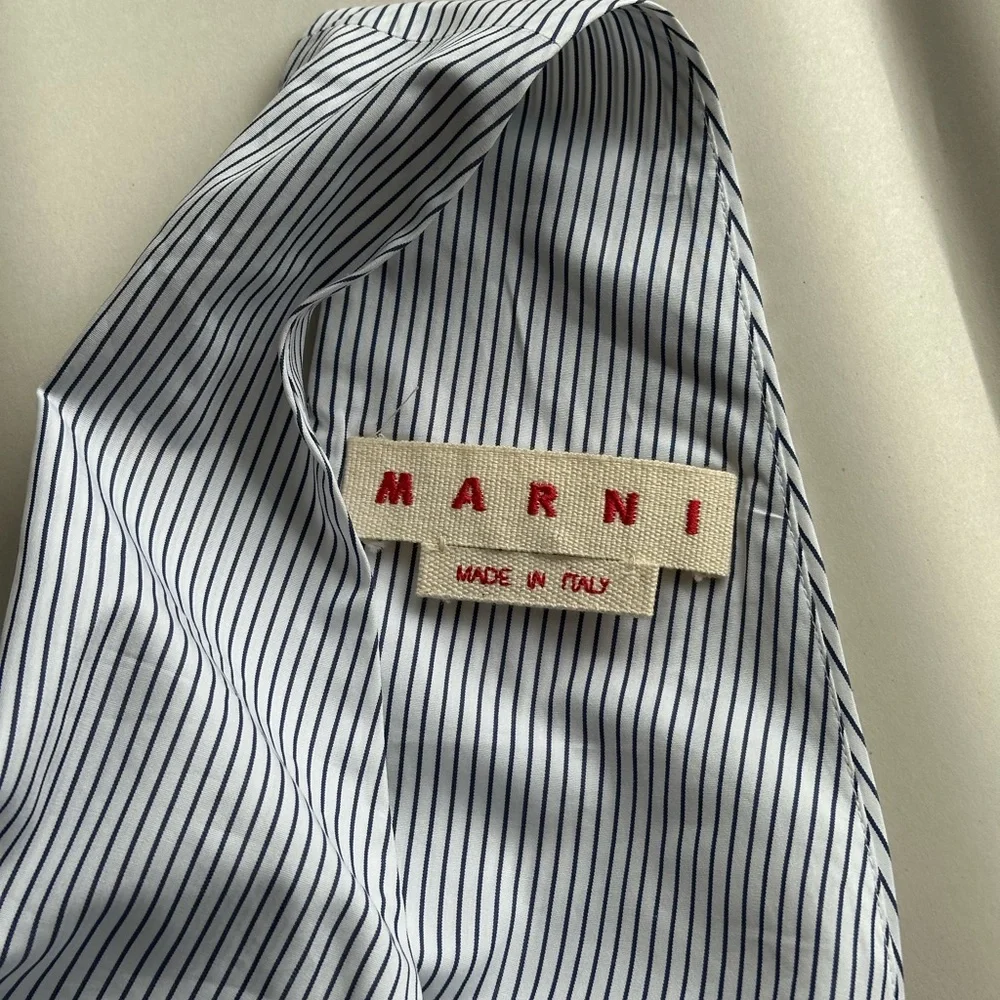 MARNI Striped Pleated Peplum Belted Cotton Top — IT 42 (US 6–8) - Picture 9 of 12